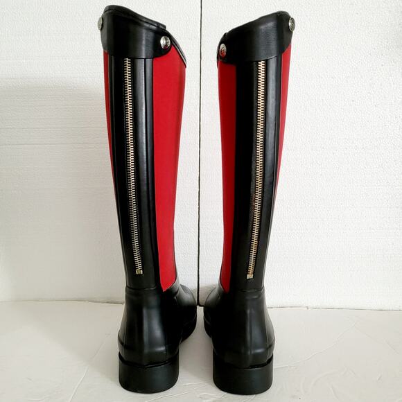 Hunter Bessy Red & Black Colorblock Winter Rain Boots Unisex Sz 6 Female 5 Male - Picture 5 of 12